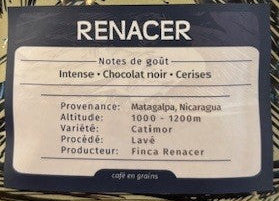 CAFÉ EN GRAINS APPALACHES | RENACER NICARAGUA | COMMERCE DIRECT | 340 GR
