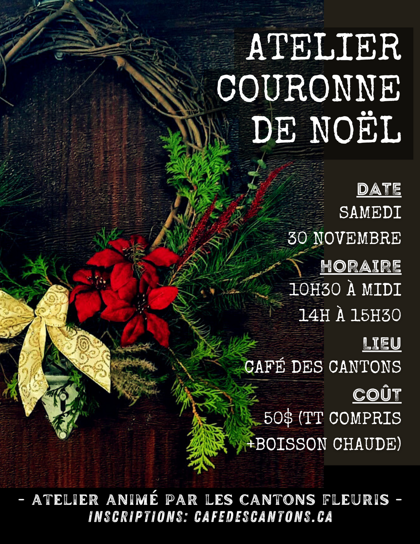 ATELIER "COURONNE DE NOEL" | MATÉRIEL +BOISSON CHAUDE INCLUS