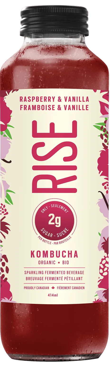 KOMBUCHA BIOLOGIQUE RISE | FRAMBOISE & VANILLE | 414 ML