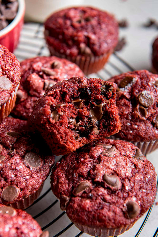 MUFFIN RED VELVET avec MORCEAUX DE CHOCOLAT NOIR